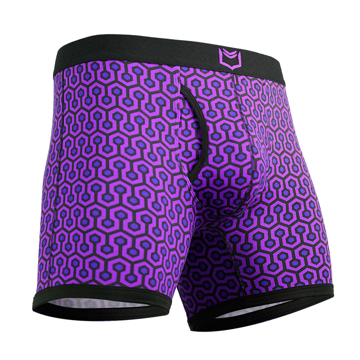 SHEATH 4.0 Dual Pouch Boxer Brief - Purple Hexagon