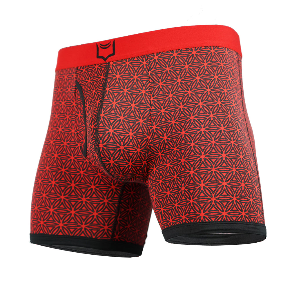 SHEATH 4.0 Dual Pouch Boxer Brief - Red & Black Flower of Life