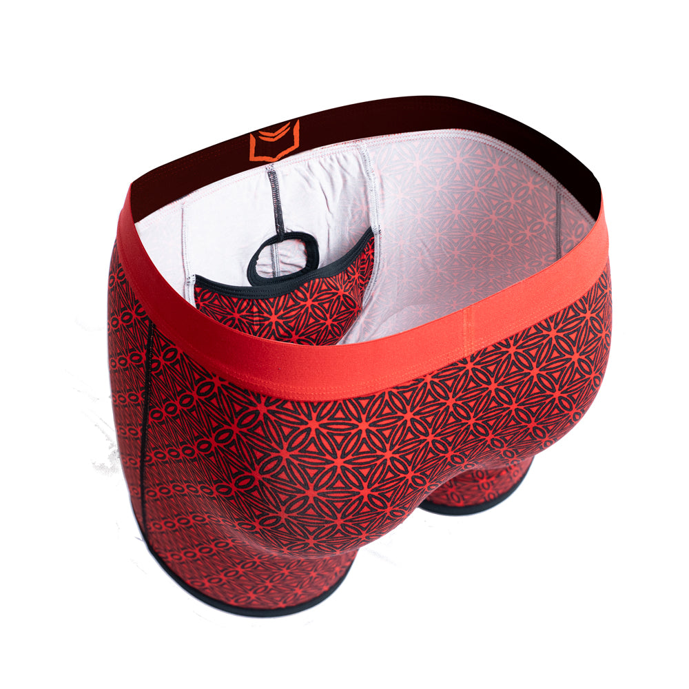 SHEATH 4.0 Dual Pouch Boxer Brief - Red & Black Flower of Life