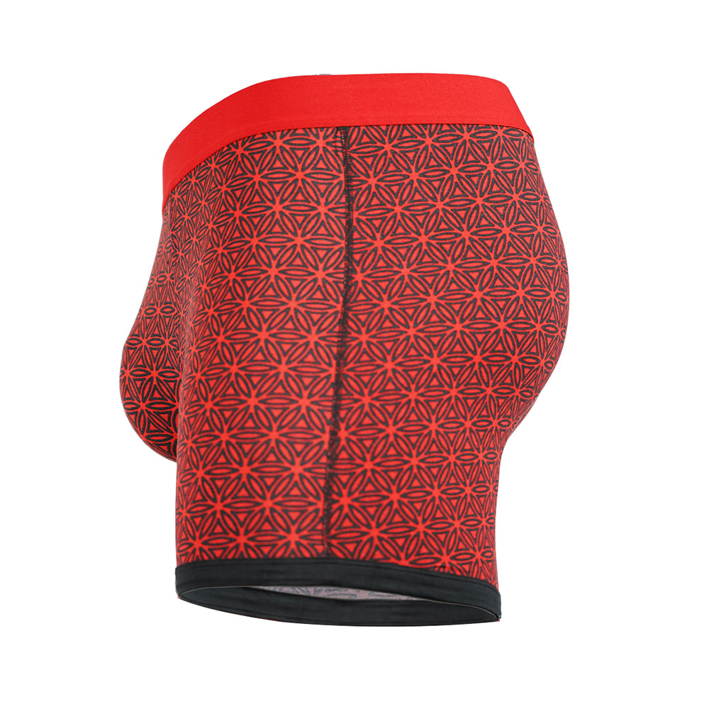 SHEATH 4.0 Dual Pouch Boxer Brief - Red & Black Flower of Life