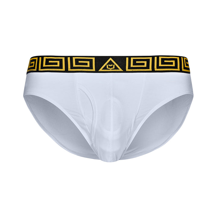 SHEATH Modal European Cut Dual Pouch Briefs - White & Gold